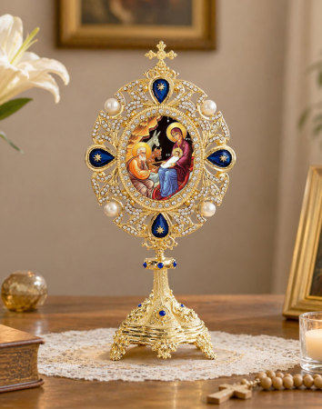 Heirloom Monstrance-Style Nativity Icon Ornament