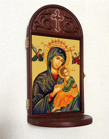 Perpetual Help Icon Wooden Home Shrine