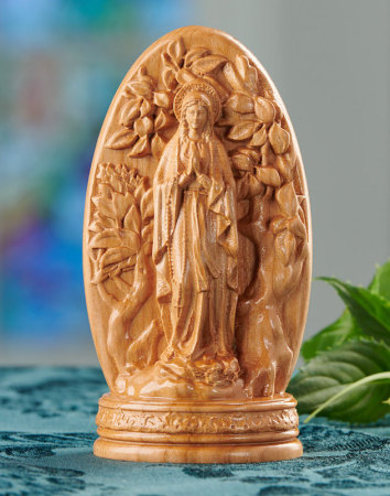 Our Lady of Lourdes and Crucifixion Two-sided Figurine