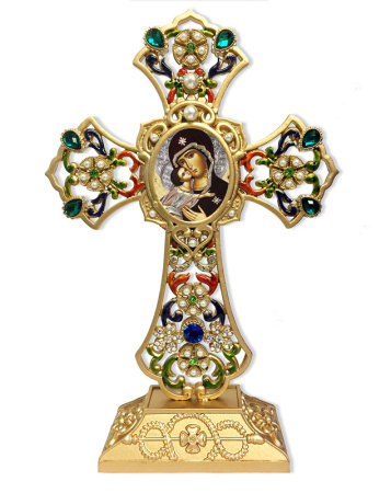 Jeweled Filigree Cross - Our Lady of Vladimir