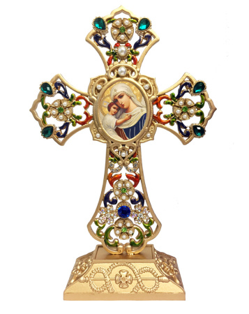 Jeweled Filigree Cross - Virgin of Hope