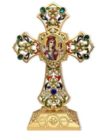 Jeweled Filigree Cross - Byzantine Madonna