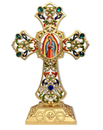 Jeweled Filigree Cross - Our Lady of Guadalupe