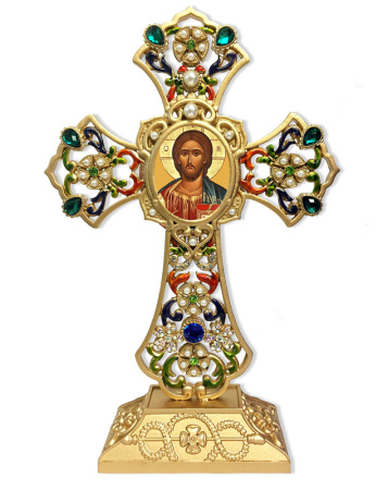 Jeweled Filigree Cross - Byzantine Christ