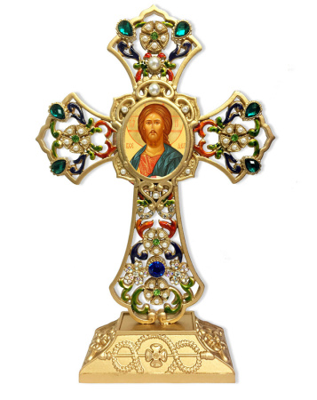 Jeweled Filigree Cross - Greek Pantocrator