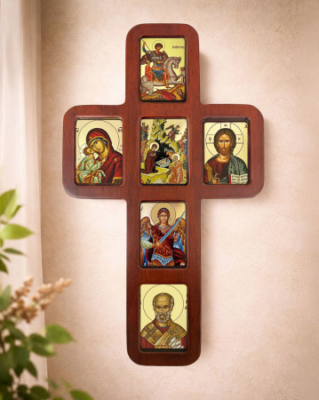 Wooden Icon Cross - Byzantine Icons
