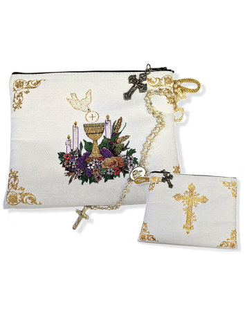 First Communion White Rosary Pouches - set of 6