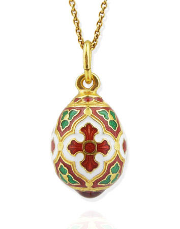 Ornate Egg Pendant with Cross
