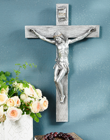 Pewter Style Wall Crucifix