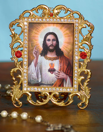 Sacred Heart Jeweled Frame Icons - set of 3