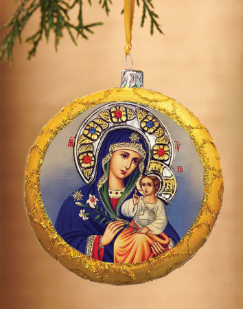 Blue Madonna Gold Icon Ornament