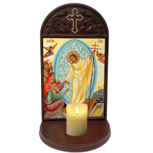 Christ Raising Adam Wooden Home Icon Shrine