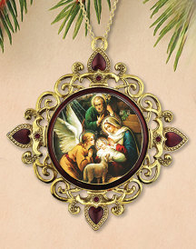 Adoring Angels Ornate Metal Ornament