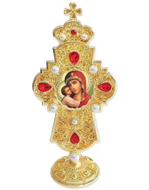 Jeweled Virgin Mary Standing  Cross
