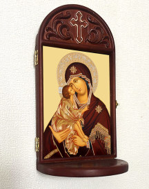 Our Lady of Vladimir Icon Wooden Home Shrine