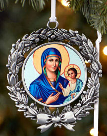 Blue Madonna pewter ornament