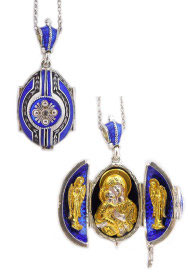 Cobalt Blue Virgin Mary Locket