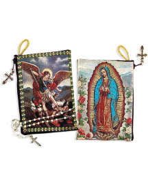 Saint Michael and Guadalupe rosary Pouches - set of 6