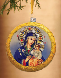 Blue Madonna Gold Icon Ornament