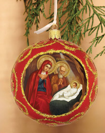 Red Nativity Icon Ornament