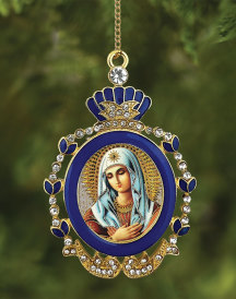 Virgin of Humility Blue Enamel Ornament