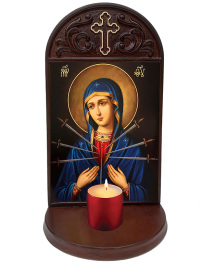 Mother of Sorrows Icon Wooden Home Shrine