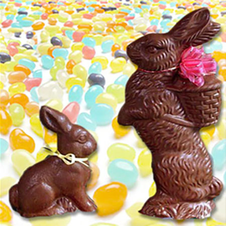 Chocolate Bunnies Filled With Jelly Beans