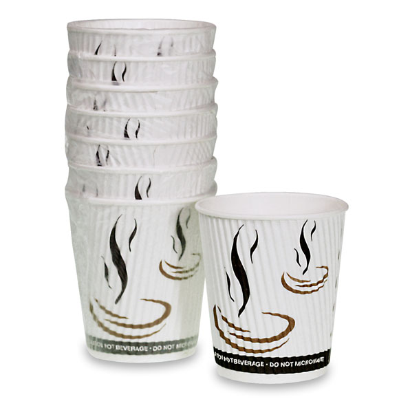 Coffee & Beverage Supplies Wrapped 9 oz. Ripple Cups & Lids