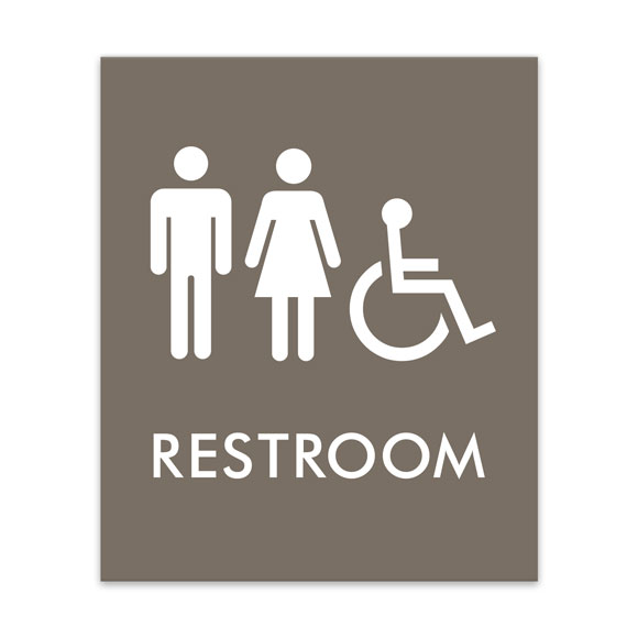 Restroom Sign with Unisex and Handicap Symbols