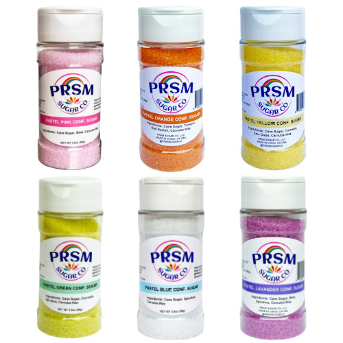 Confectioners Natural Sanding Sugar (Small) - Pastel Set (6 x 3.5oz Shakers)