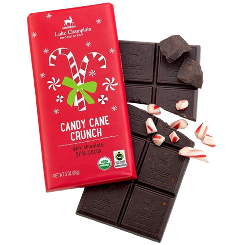 Lake Champlain Organic Holiday Chocolate Bar - Dark Candy Cane Crunch (57% Cocoa) * 3 OZ