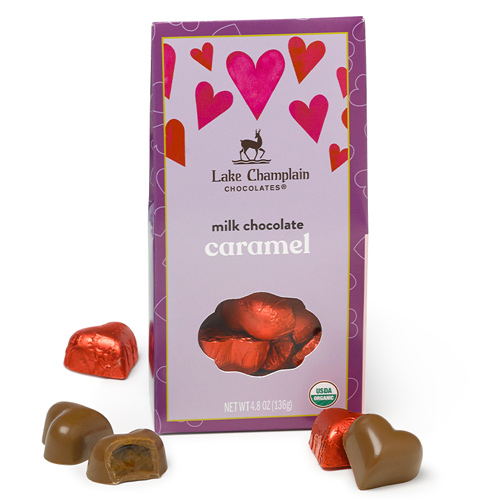 Lake Champlain Organic Hearts Gift Box- Milk Chocolate Caramel * 12 PC