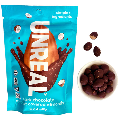 Unreal Chocolate Covered Almonds - Dark Coconut * 4 OZ