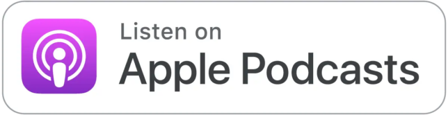 Rectangular badge with a purple Apple Podcasts logo on the left and the text "Listen on Apple Podcasts" in black and gray, perfect for featuring your podcast archive on a white background.
