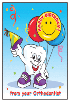Happy Birthday Molar with Balloons Greeting Card - Qty 50 Happy Birthday Molar with Balloons Greeting Card - Qty 50