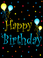 Black Balloon Birthday Greeting Card - Qty 50 Black Balloon Birthday Greeting Card - Qty 50