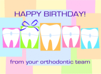 Pastel Checkered Molar Birthday Greeting Card - Qty 50 Pastel Checkered Molar Birthday Greeting Card - Qty 50