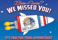 Rocket Ship Missed Appointment Postcard - Qty 100