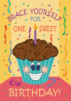 Sweet Birthday Cupcake with Braces Greeting Card - Qty 50 Sweet Birthday Cupcake with Braces Greeting Card - Qty 50