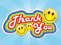 Retro Rainbow Thank You Greeting Card - Qty 50
