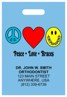 Full Color Die Cut Peace-Love-Braces® Supply Bag - 9 x 13