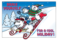 Brace Yourself Sledding Bears Holiday Greeting Card - Qty 50 Brace Yourself Sledding Bears Holiday Greeting Card - Qty 50