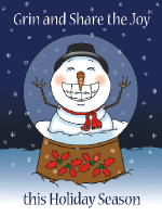 Snowmen in Globe Holiday Postcard - Qty 100 Snowmen in Globe Holiday Postcard - Qty 100
