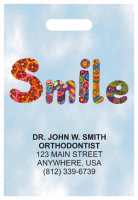 Full Color Die Cut Patchwork Smile Supply Bag - 9 x 13
