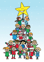 Christmas Tree of Kids Postcard - Qty 100 Christmas Tree of Kids Postcard - Qty 100