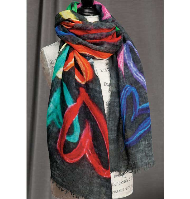 Pop Art Heart Scarf All Gifts Olive Cocoa