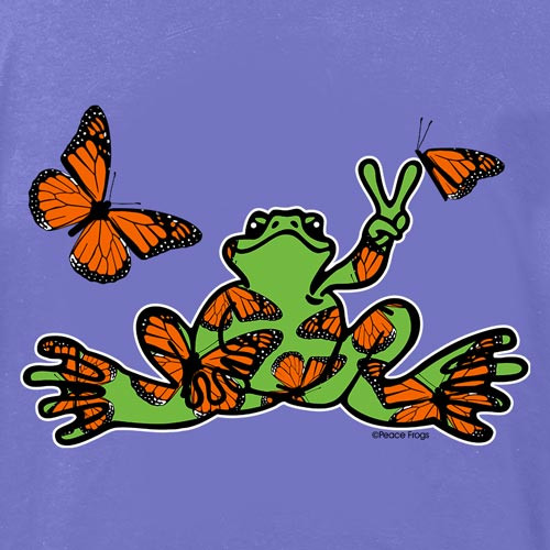 Peace Frogs Adult Monarch Butterfly Frog Short Sleeve TShirt, Adult