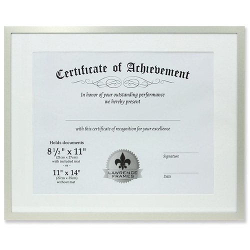 Lawrence 11x14 Dual Use Aluminum Document Frame For 8.5x11 Silver