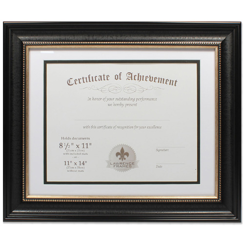 Lawrence 11x14 Dual Use Beaded Document Frame For 8.5x11 Black EXP57 Photo Album