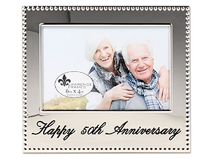 Product Image of Lawrence 4x6 Happy 50th Anniversary Beaded Silver Frame